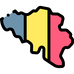 Carte de la belgique recouverte par le drapeau belge